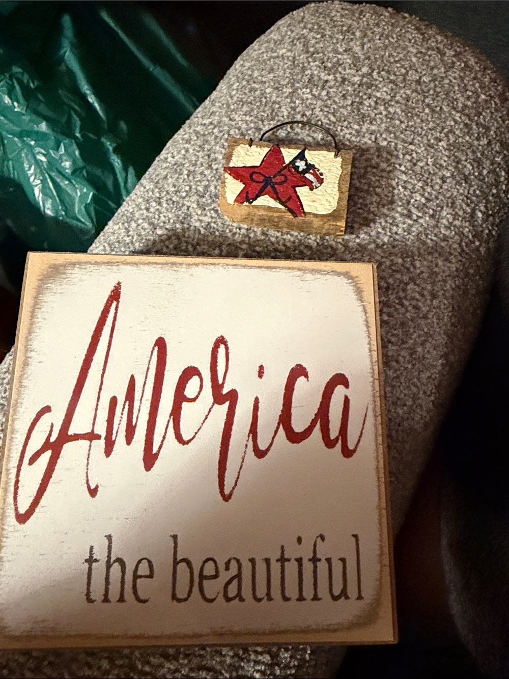America the Beautiful Wooden Wall Sign - Red & Cream